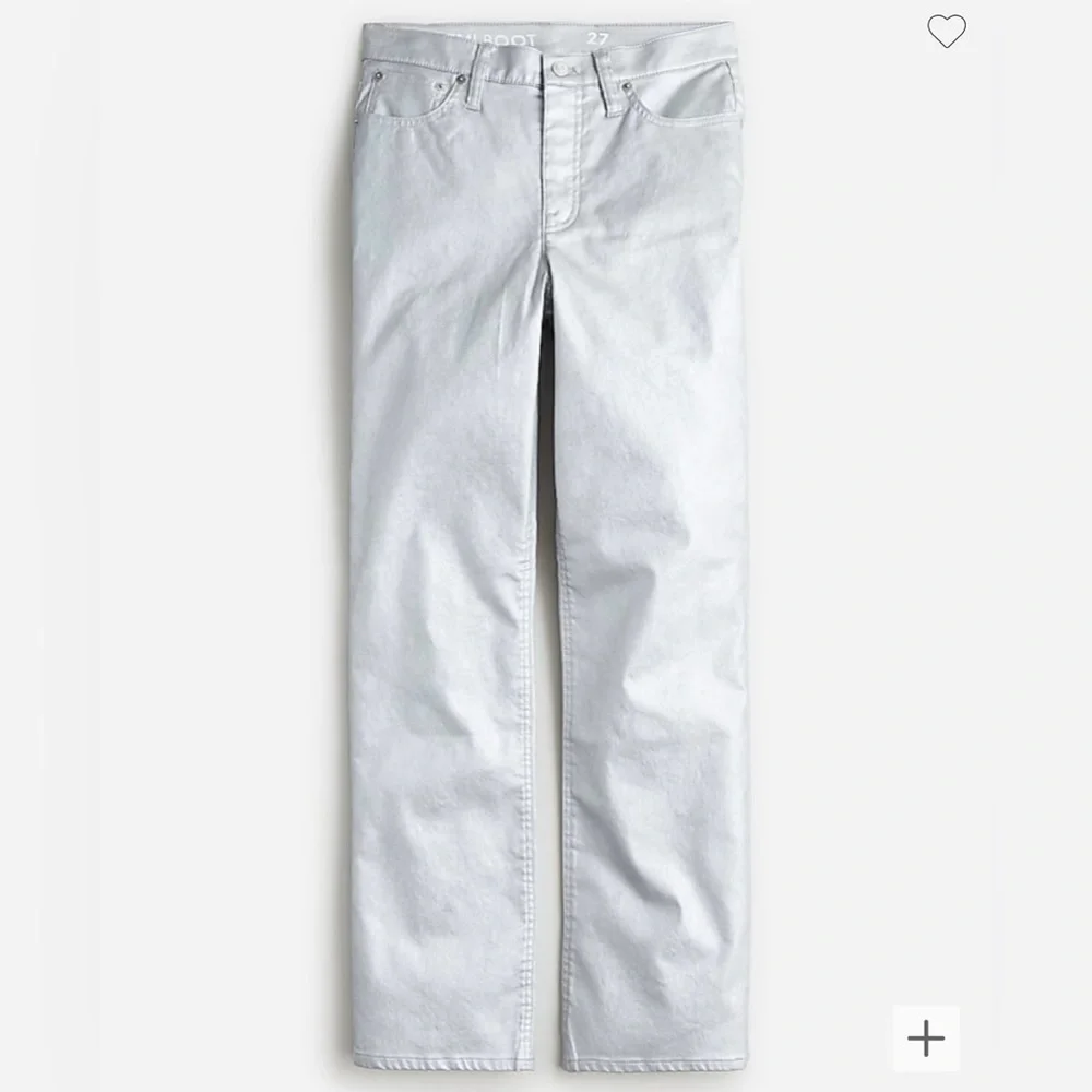 J Crew Slim Demi Boot Jean in Coated Silver NWOT Size 26